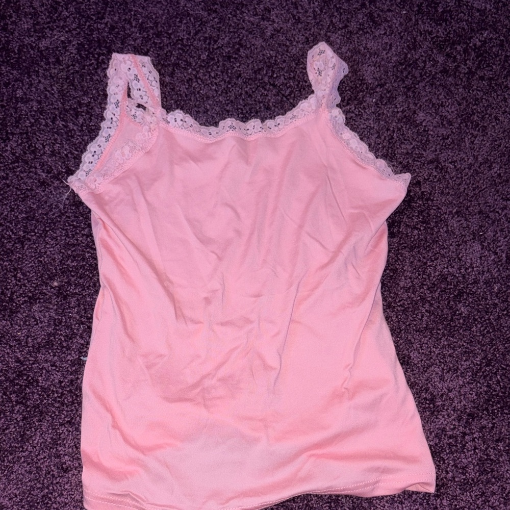Pink Lace Trim Women's Top
